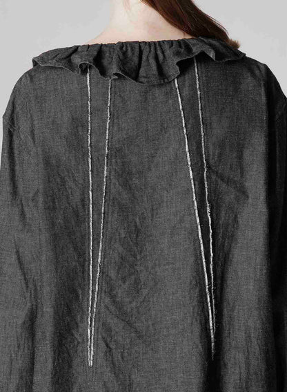 6OZ GATHER COLLAR DENIM SHIRT