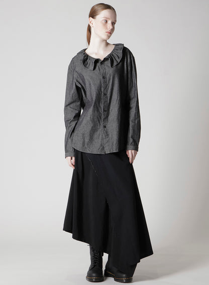 6OZ GATHER COLLAR DENIM SHIRT