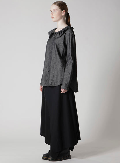 6OZ GATHER COLLAR DENIM SHIRT