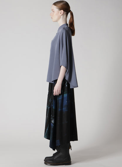 CREPE de CHINE STAND CAPE BLOUSE