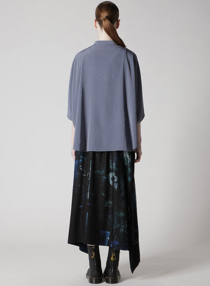 CREPE de CHINE STAND CAPE BLOUSE