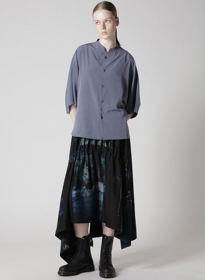 CREPE de CHINE STAND CAPE BLOUSE