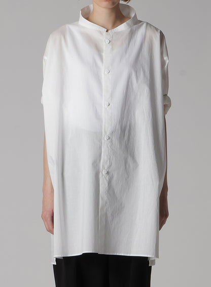 COTTON LAWN ROLLED-UP HALF SLEEVE BLOUSE