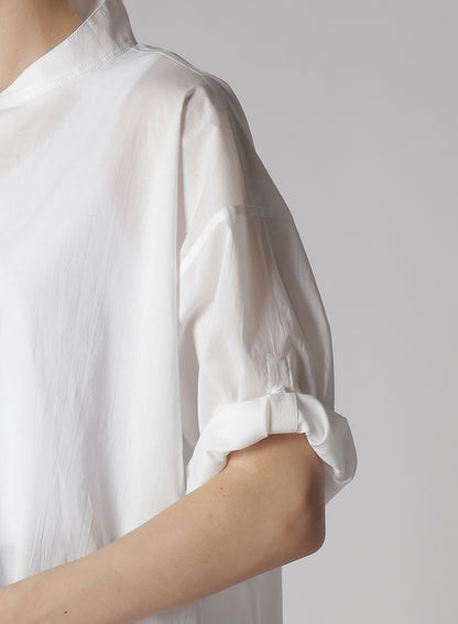 COTTON LAWN ROLLED-UP HALF SLEEVE BLOUSE