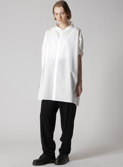 COTTON LAWN ROLLED-UP HALF SLEEVE BLOUSE