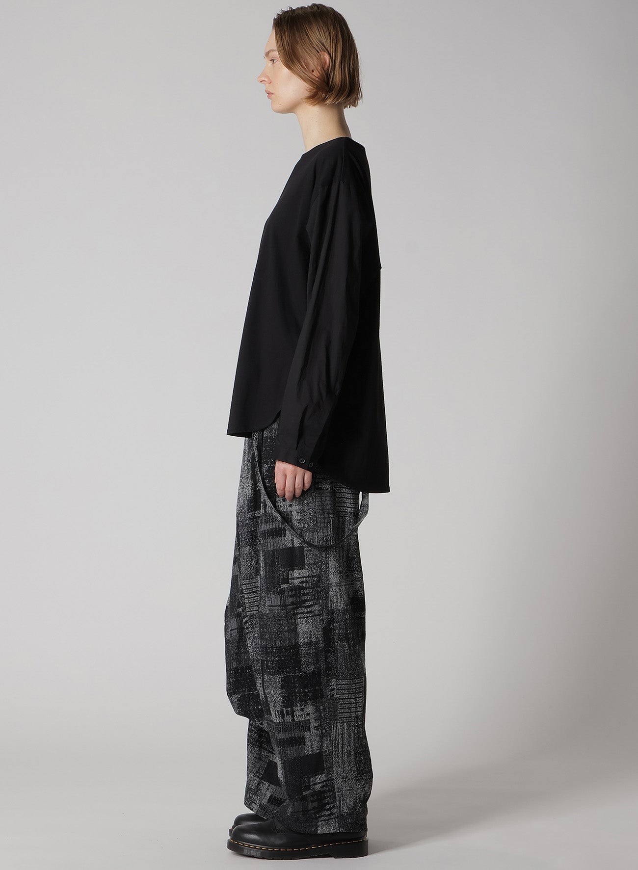 COTTON LAWN CUT&SEWN COMBINATION PULLOVER