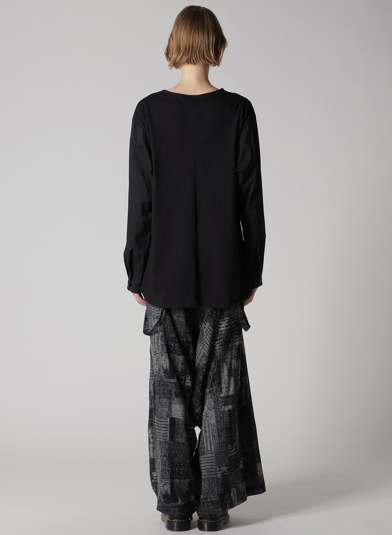 COTTON LAWN CUT&SEWN COMBINATION PULLOVER