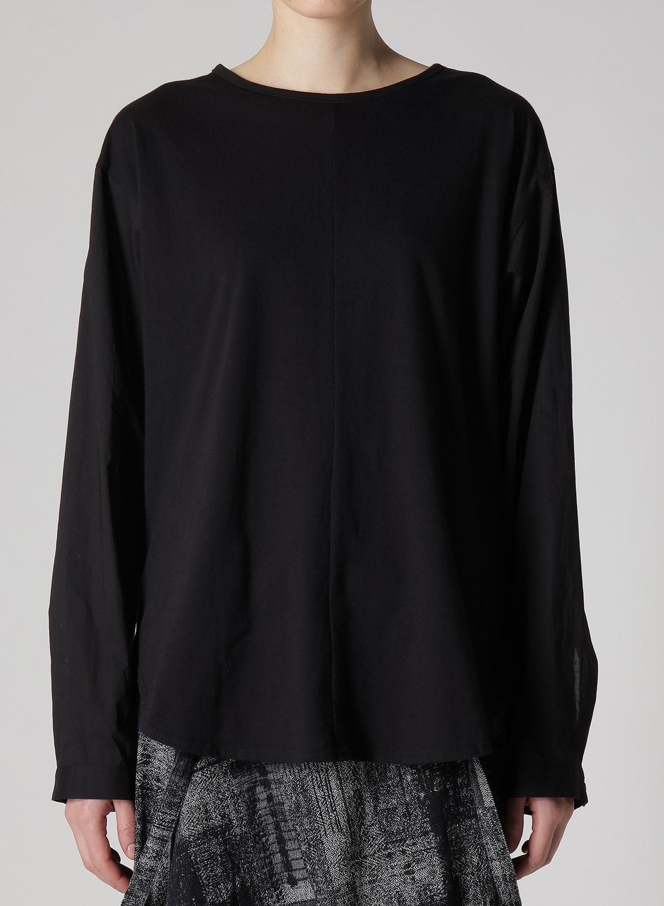 COTTON LAWN CUT&SEWN COMBINATION PULLOVER