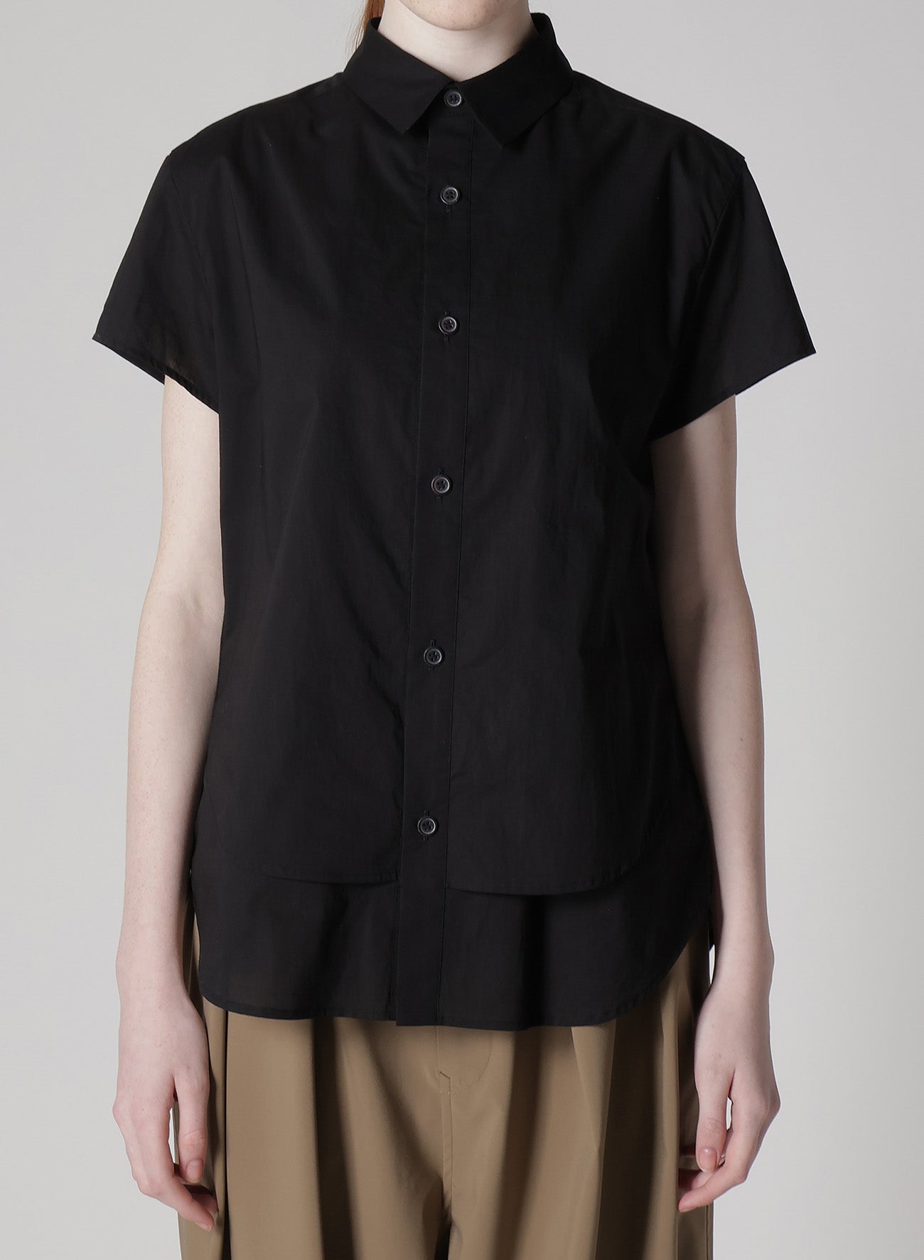 COTTON LAWN DOUBLE LAYERED FRONT HEM BLOUSE