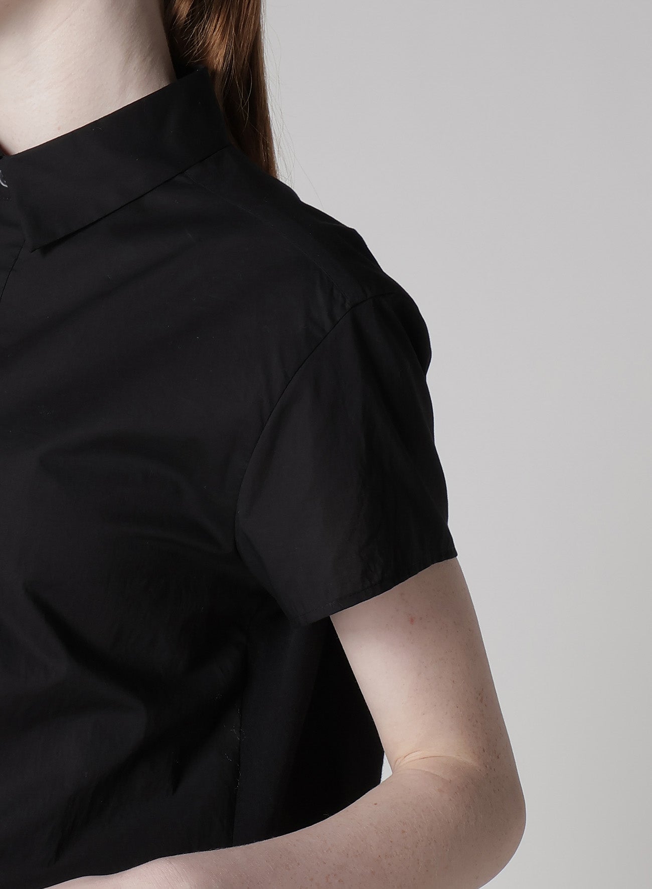 COTTON LAWN DOUBLE LAYERED FRONT HEM BLOUSE