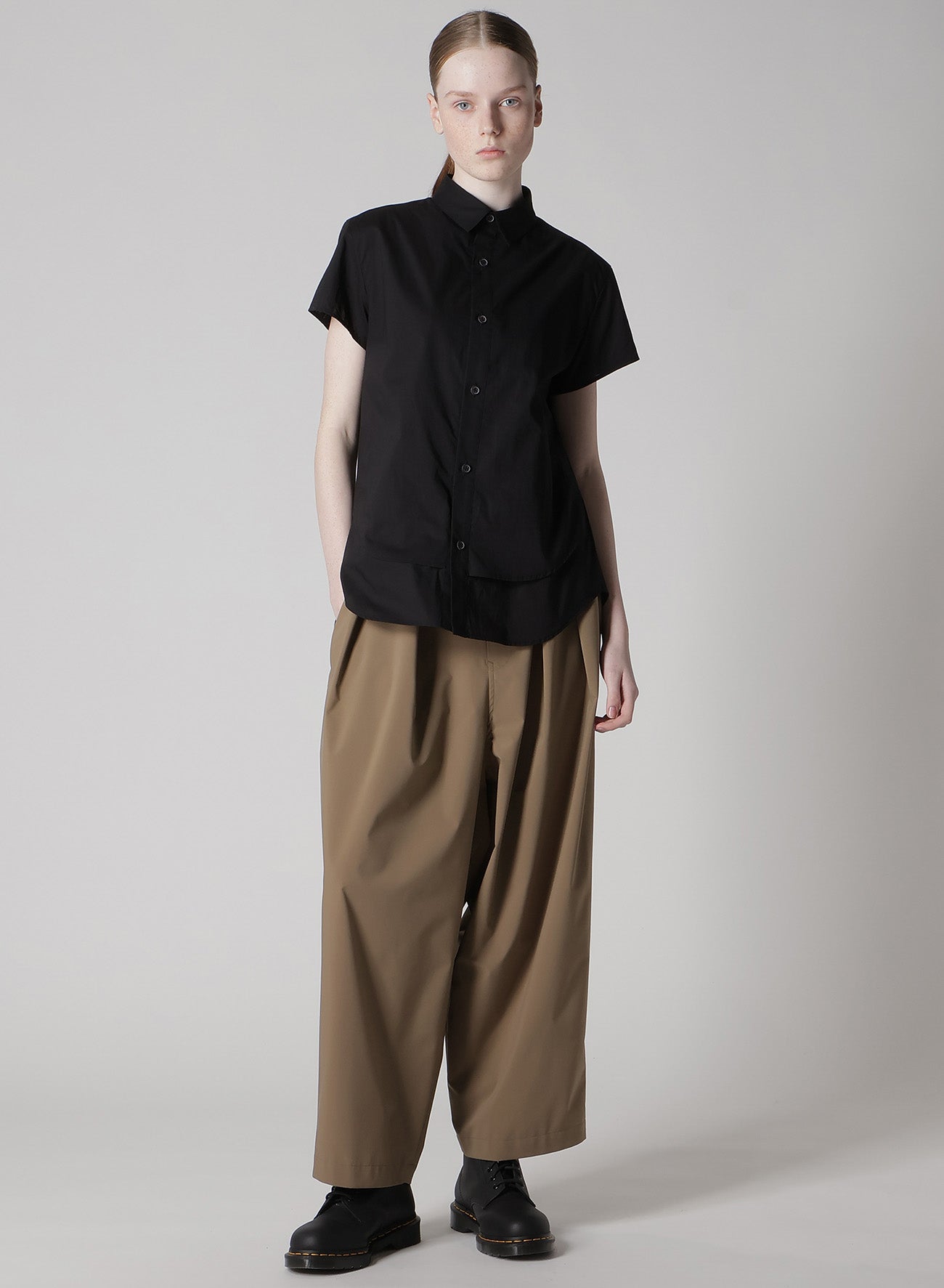 COTTON LAWN DOUBLE LAYERED FRONT HEM BLOUSE