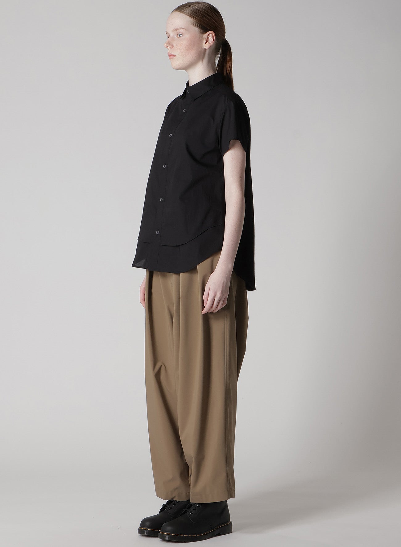 COTTON LAWN DOUBLE LAYERED FRONT HEM BLOUSE