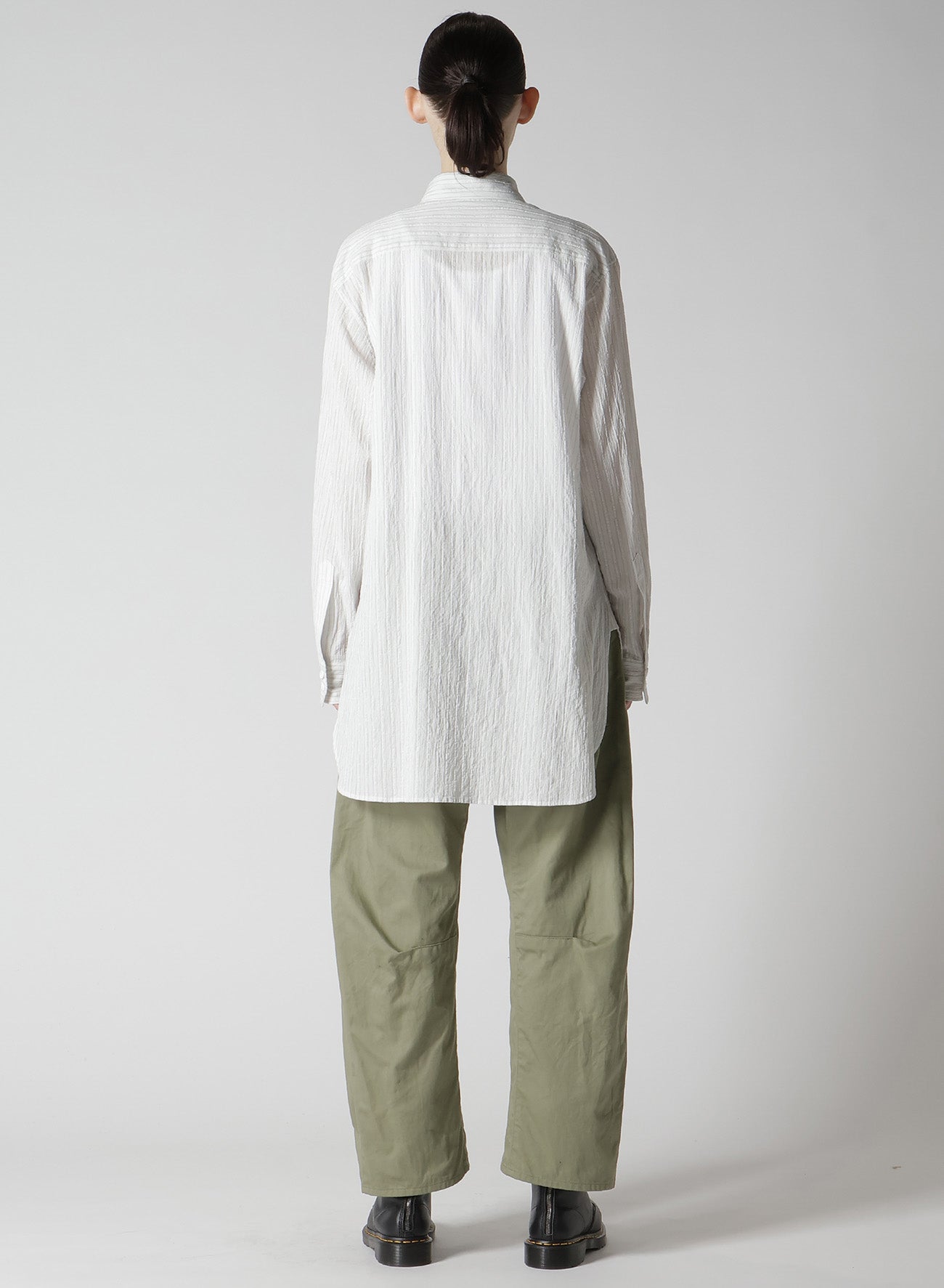 COTTON VOILE UNTRIMMED FRILL STRIPE BLOUSE