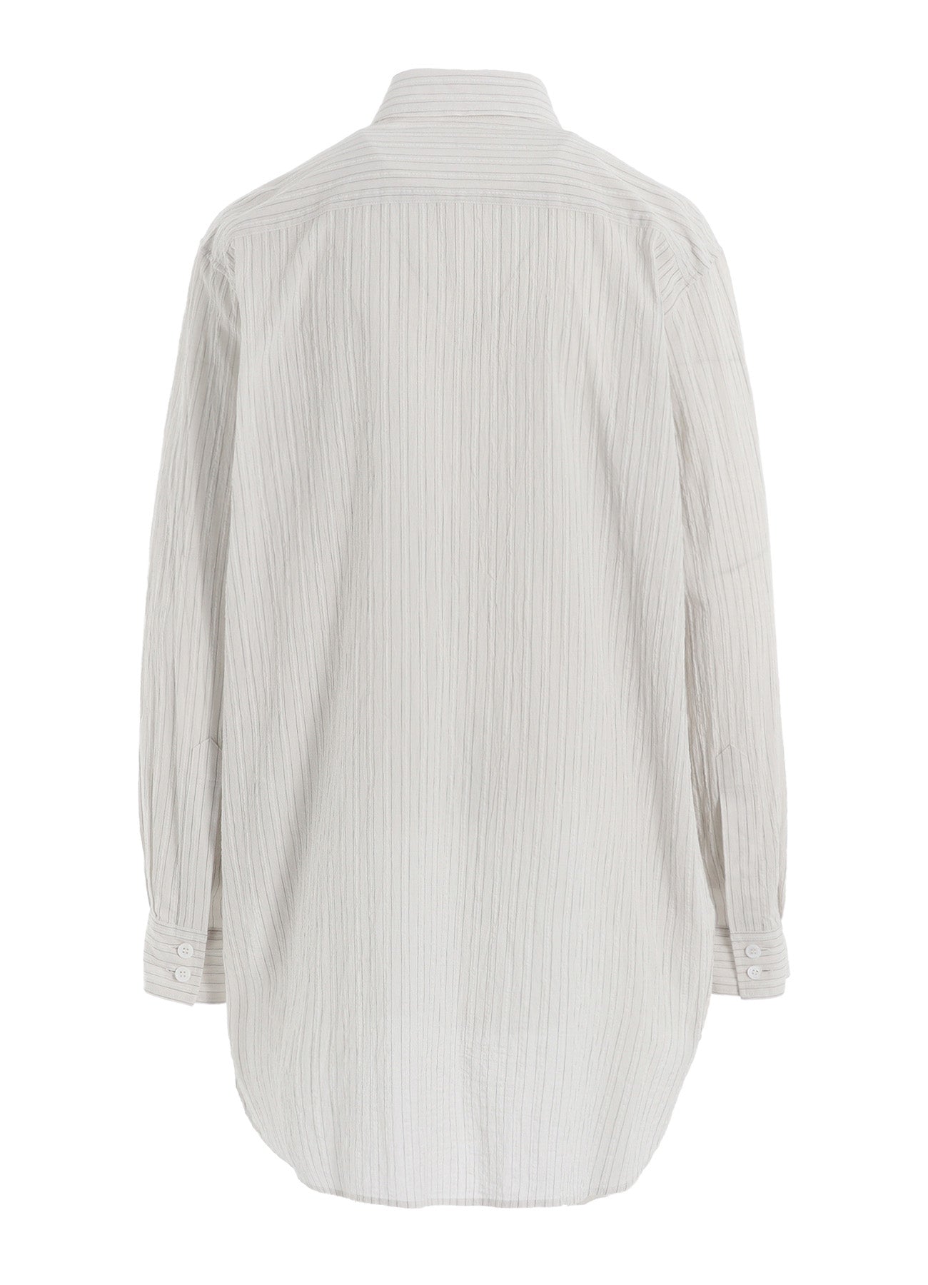 COTTON VOILE UNTRIMMED FRILL STRIPE BLOUSE