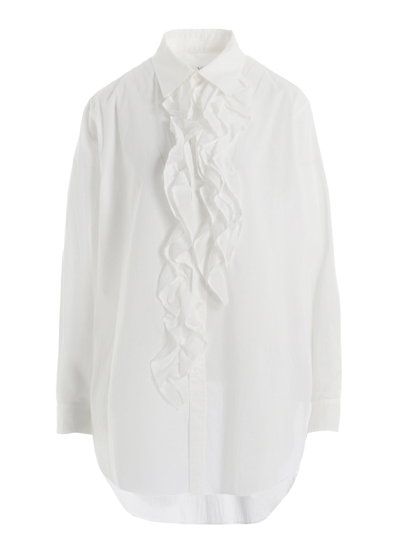 COTTON LAWN UNTRIMMED FRILL BLOUSE