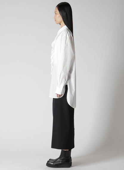 COTTON LAWN UNTRIMMED FRILL BLOUSE