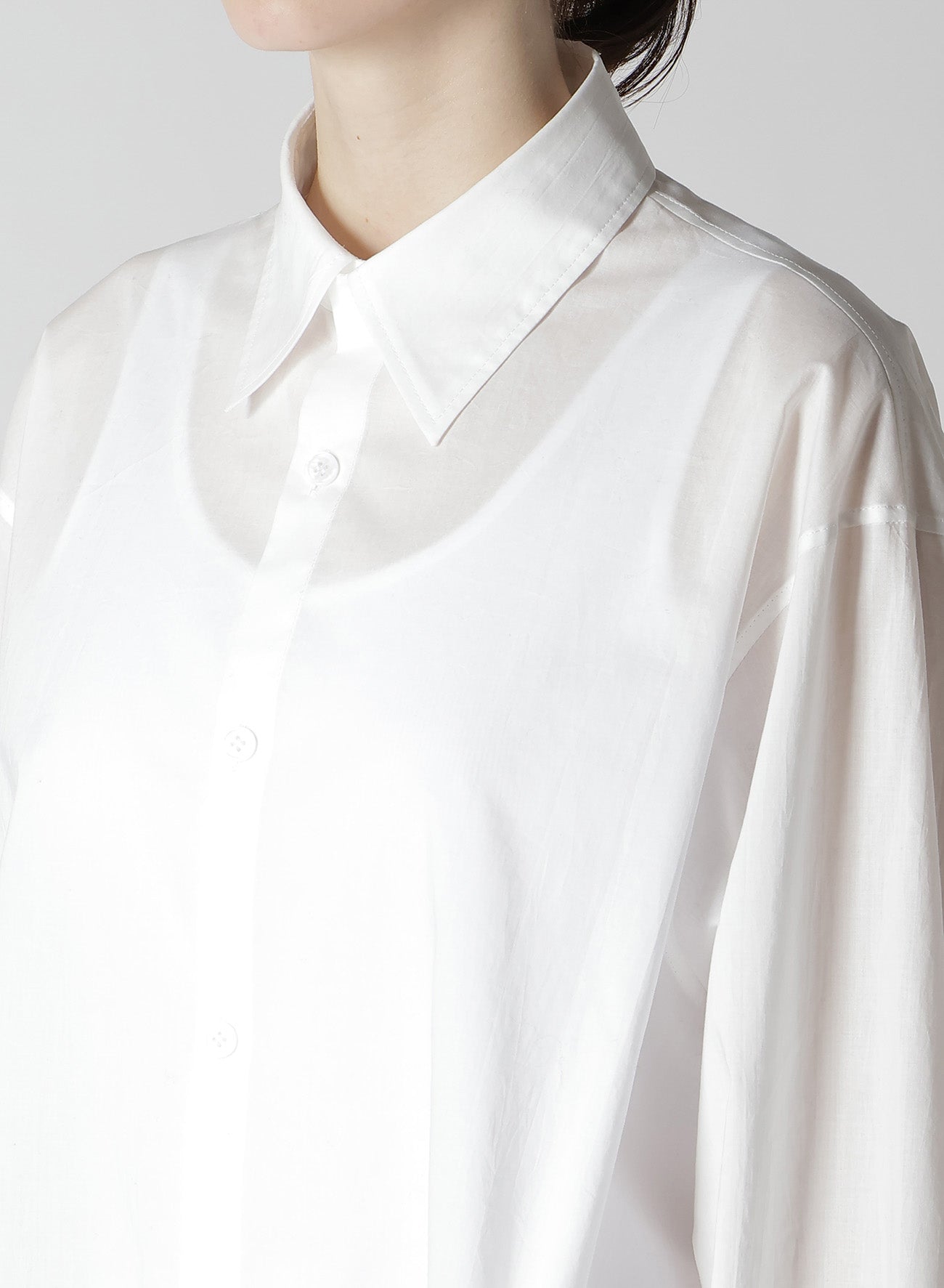 COTTON LAWN CIRCLE GATHERED BLOUSE