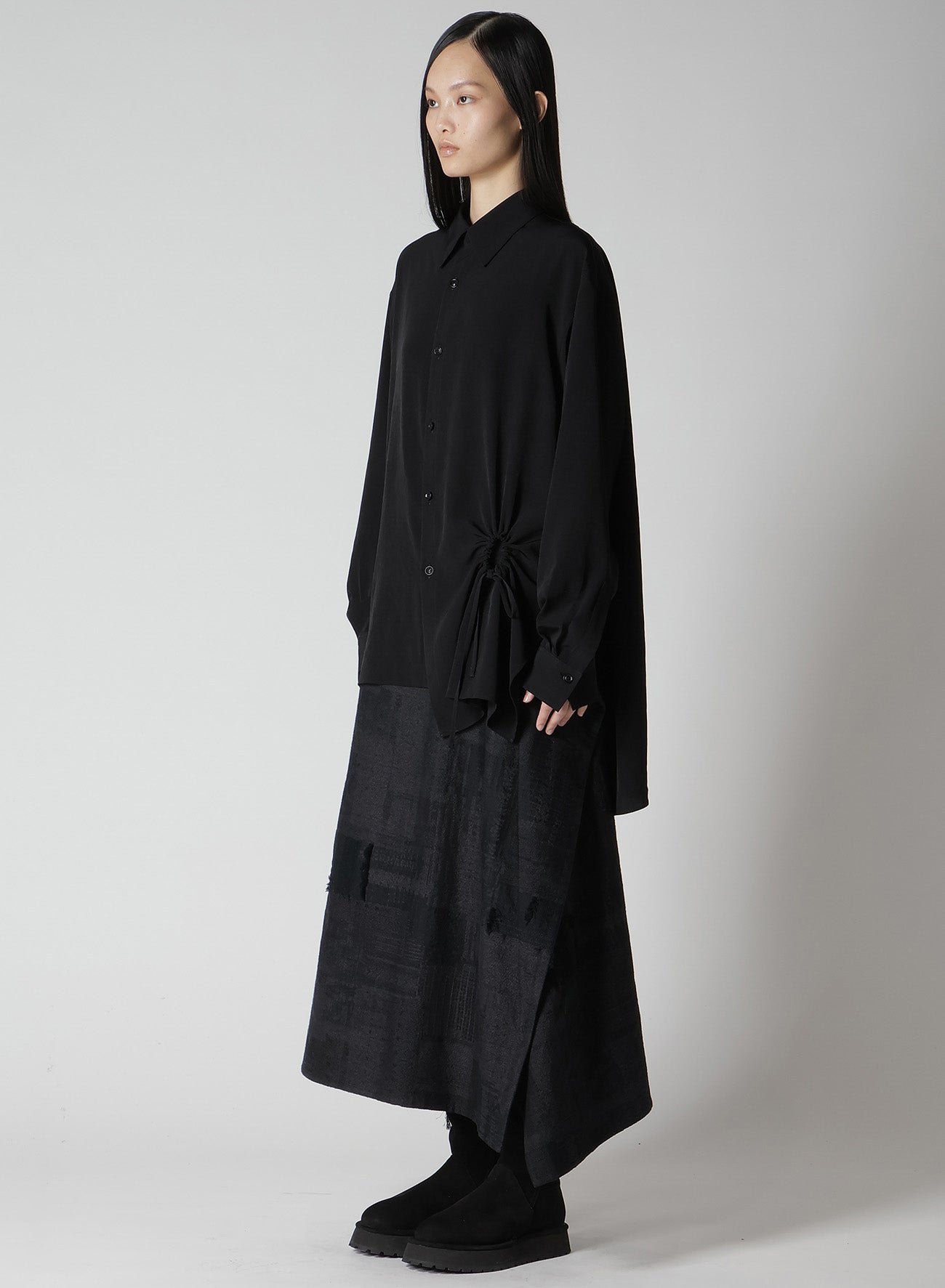 CREPE de CHINE CIRCLE GATHERED BLOUSE