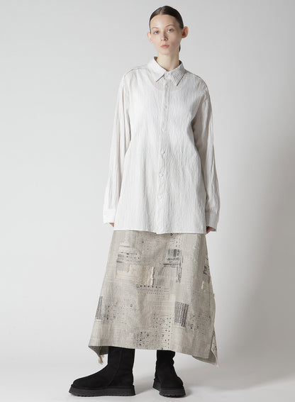 COTTON VOILE BACK-SIDE CLOTH STRIPE BLOUSE