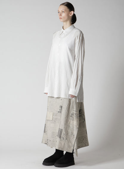 COTTON VOILE BACK-SIDE CLOTH STRIPE BLOUSE