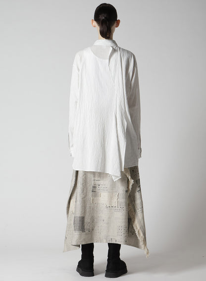 COTTON VOILE BACK-SIDE CLOTH STRIPE BLOUSE