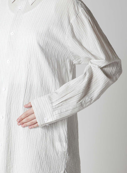 COTTON VOILE BACK-SIDE CLOTH STRIPE BLOUSE