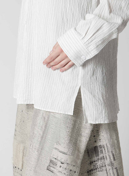 COTTON VOILE BACK-SIDE CLOTH STRIPE BLOUSE