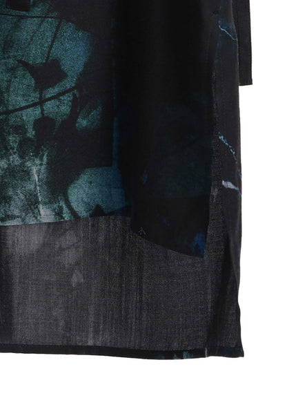 CUPRO BLURRY FLOWER PRINT LONG SLEEVE BLOUSE