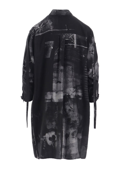 CUPRO BLURRY FLOWER PRINT LONG SLEEVE BLOUSE