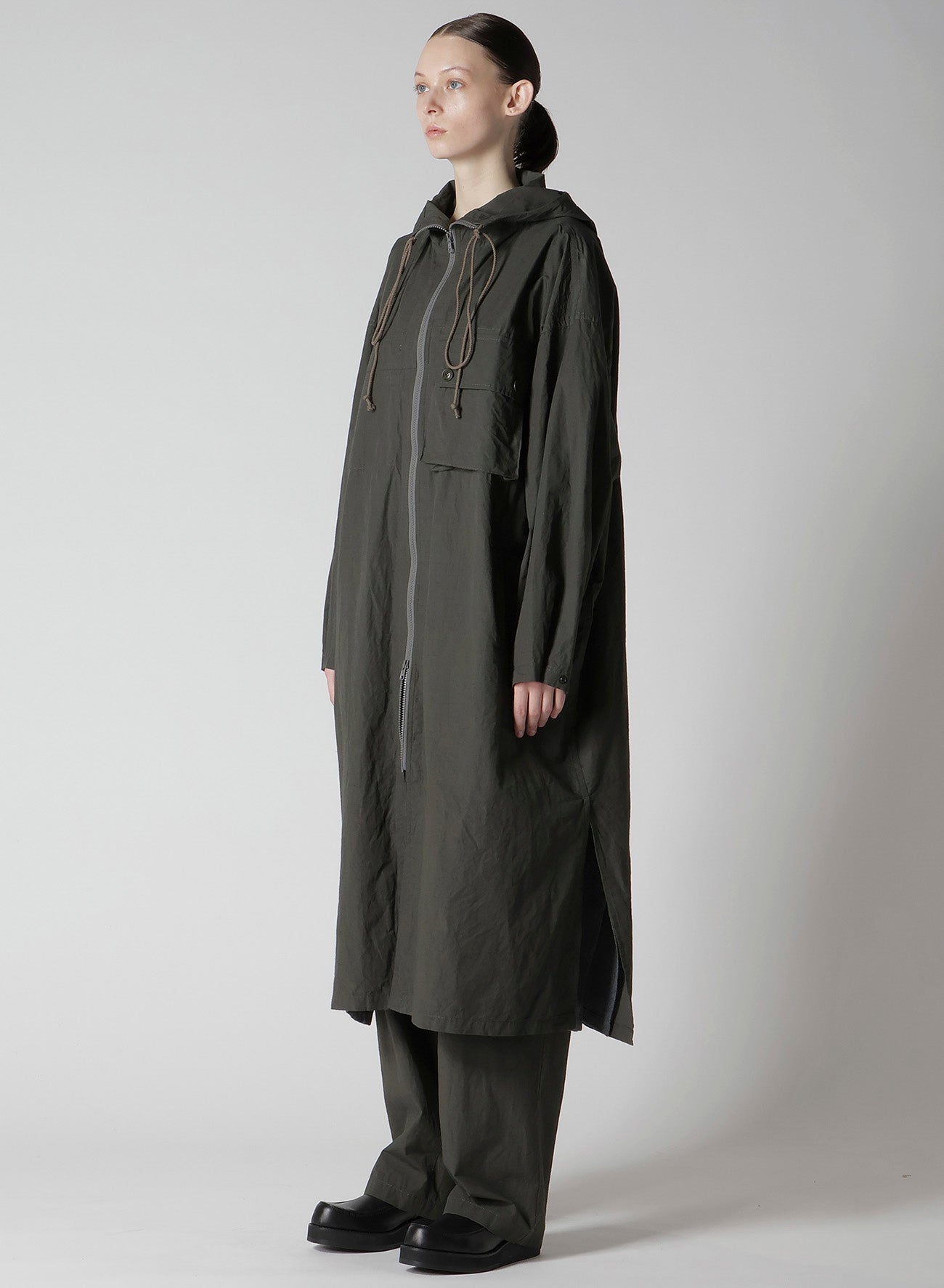 COTTON/LINEN BROADCLOTH HOODIE COAT D