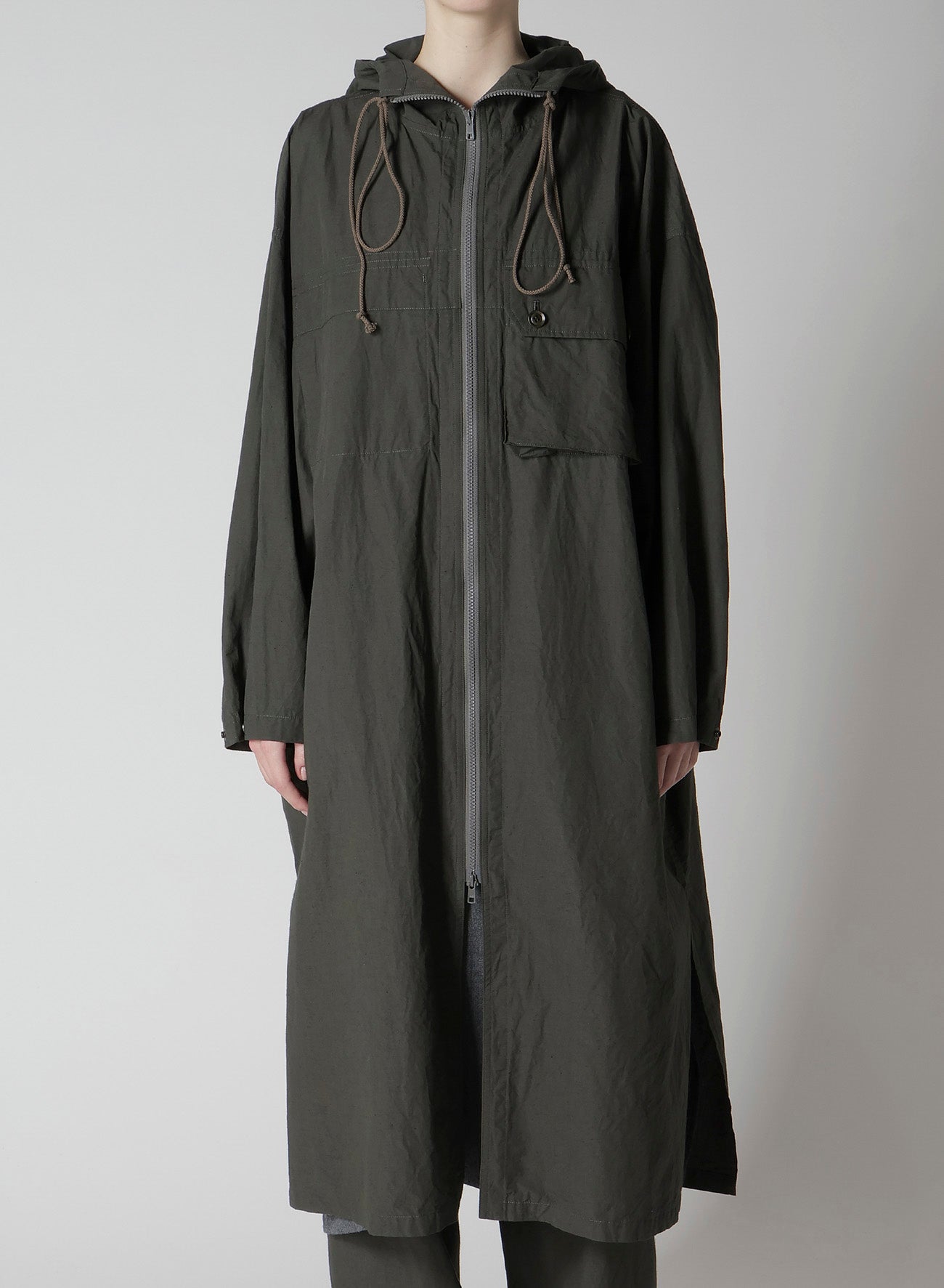 COTTON/LINEN BROADCLOTH HOODIE COAT D