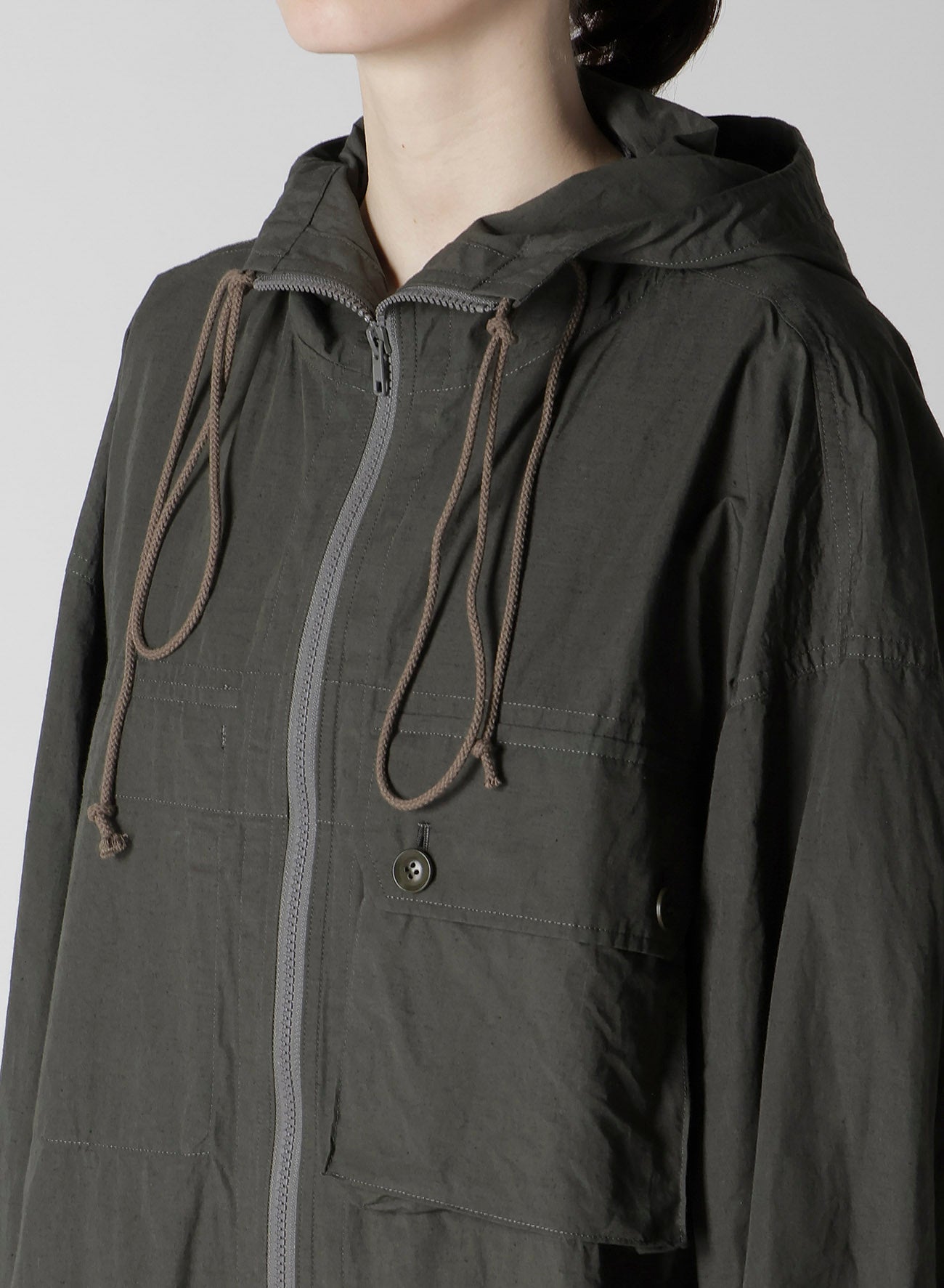 COTTON/LINEN BROADCLOTH HOODIE COAT D