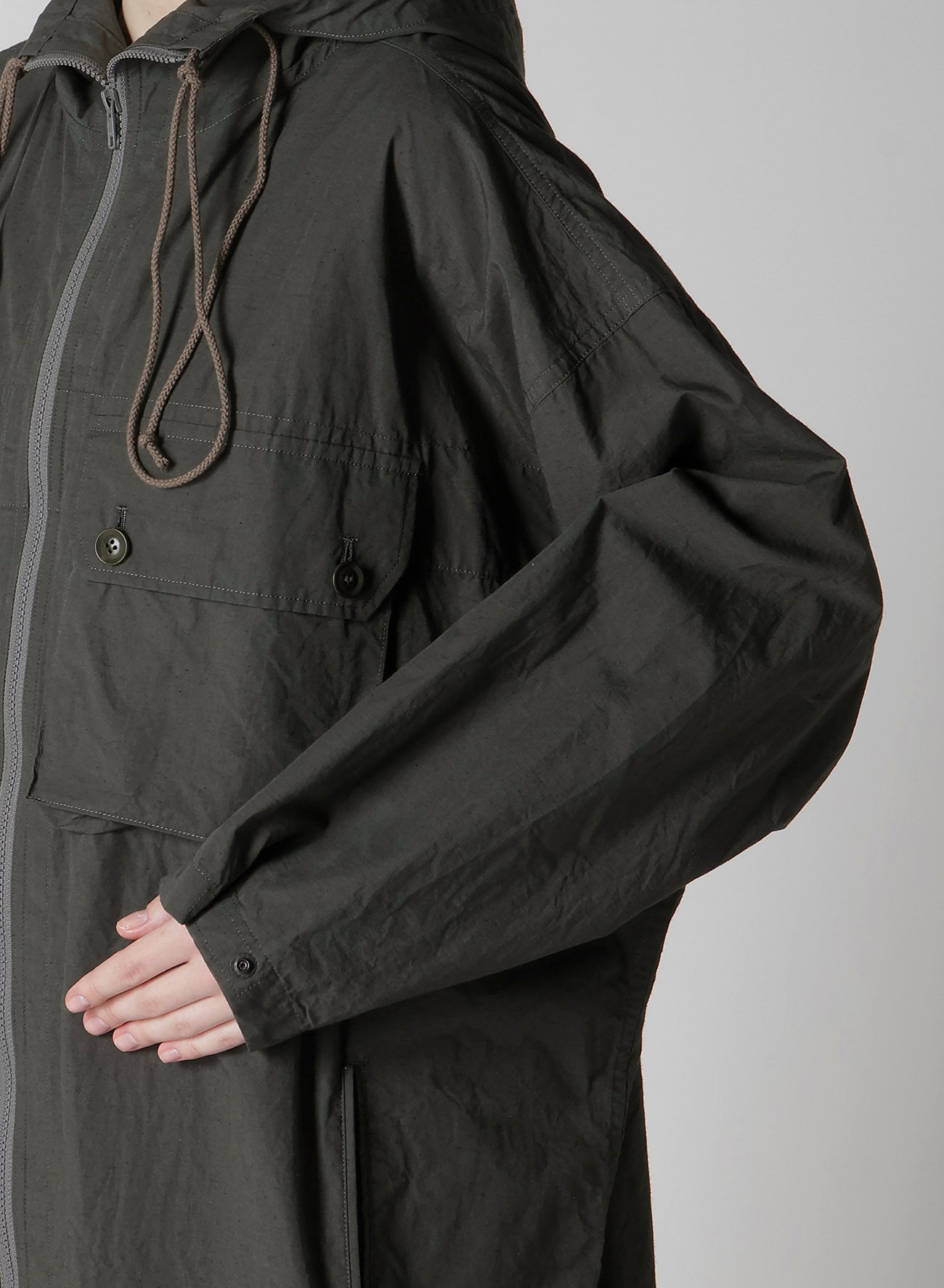 COTTON/LINEN BROADCLOTH HOODIE COAT D