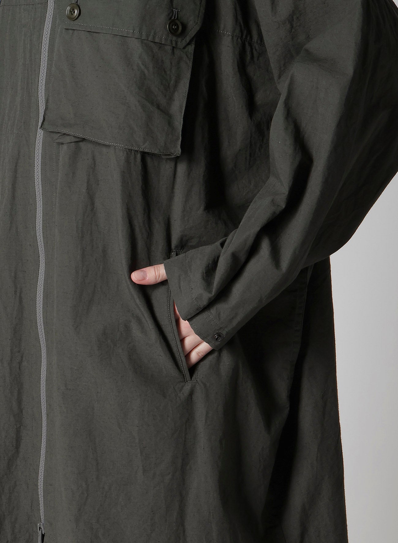 COTTON/LINEN BROADCLOTH HOODIE COAT D
