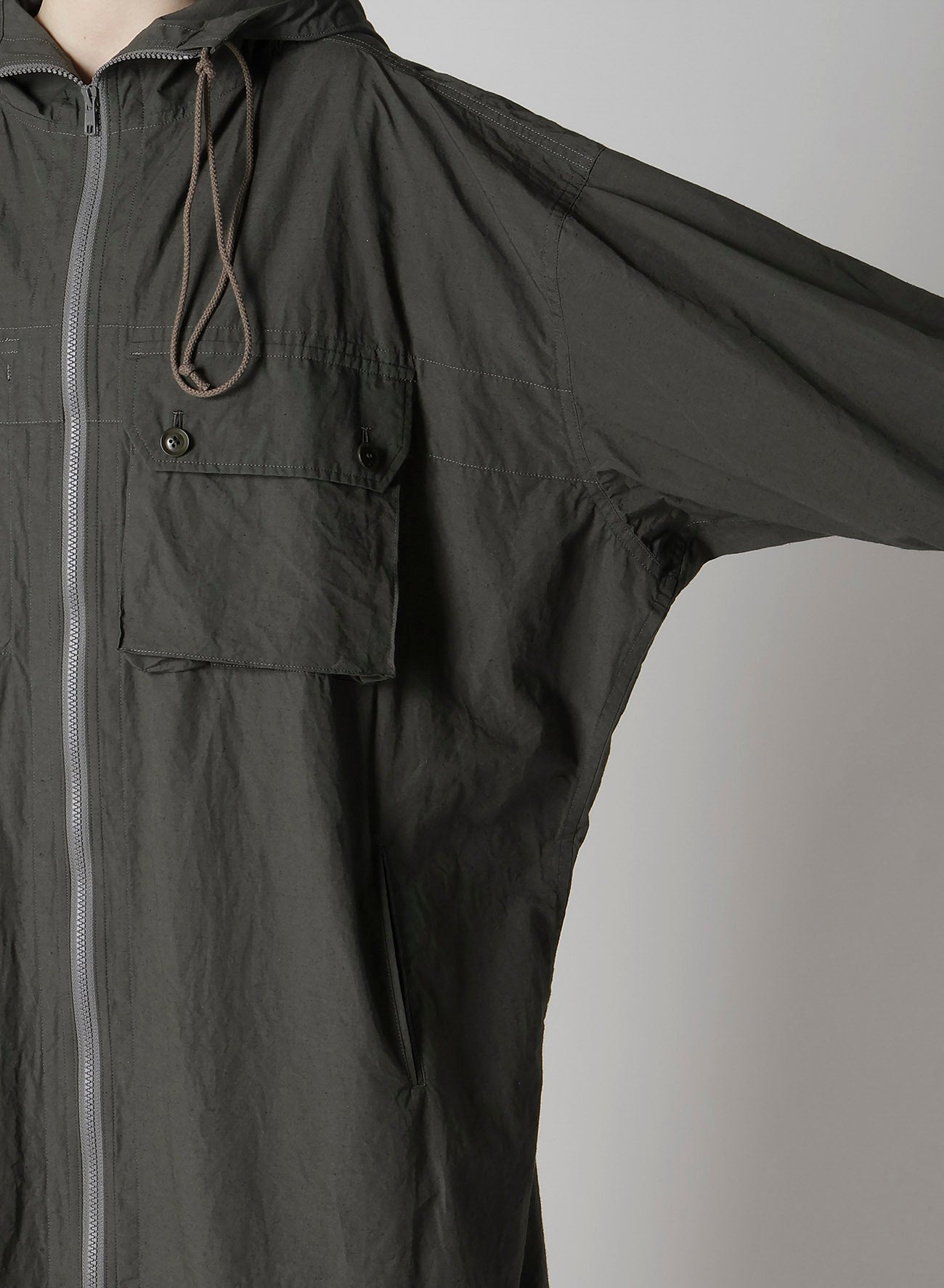 COTTON/LINEN BROADCLOTH HOODIE COAT D