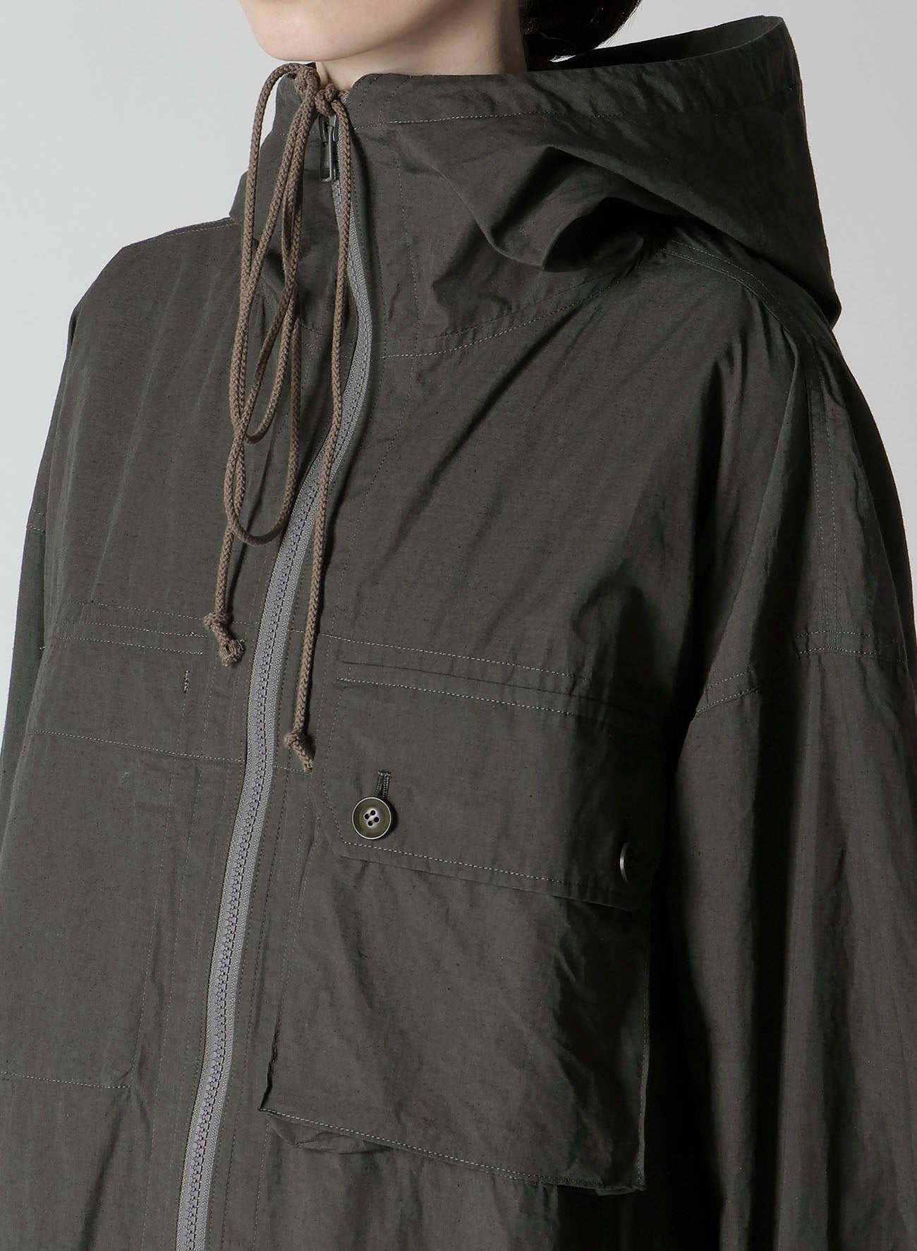 COTTON/LINEN BROADCLOTH HOODIE COAT D