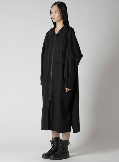 COTTON/LINEN BROADCLOTH HOODIE COAT D