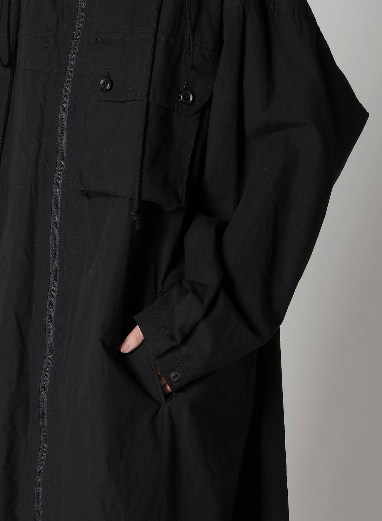 COTTON/LINEN BROADCLOTH HOODIE COAT D