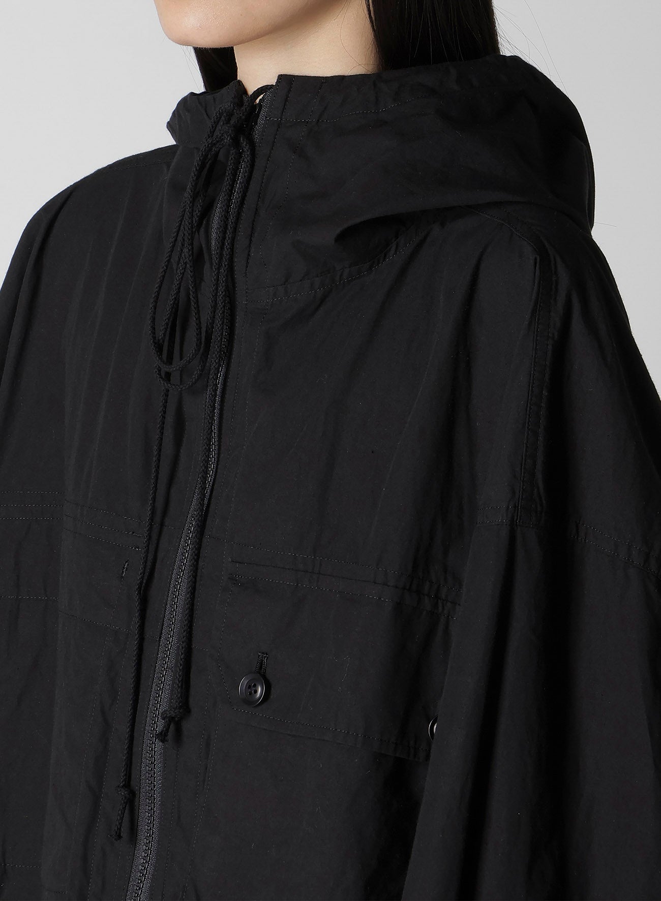 COTTON/LINEN BROADCLOTH HOODIE COAT D