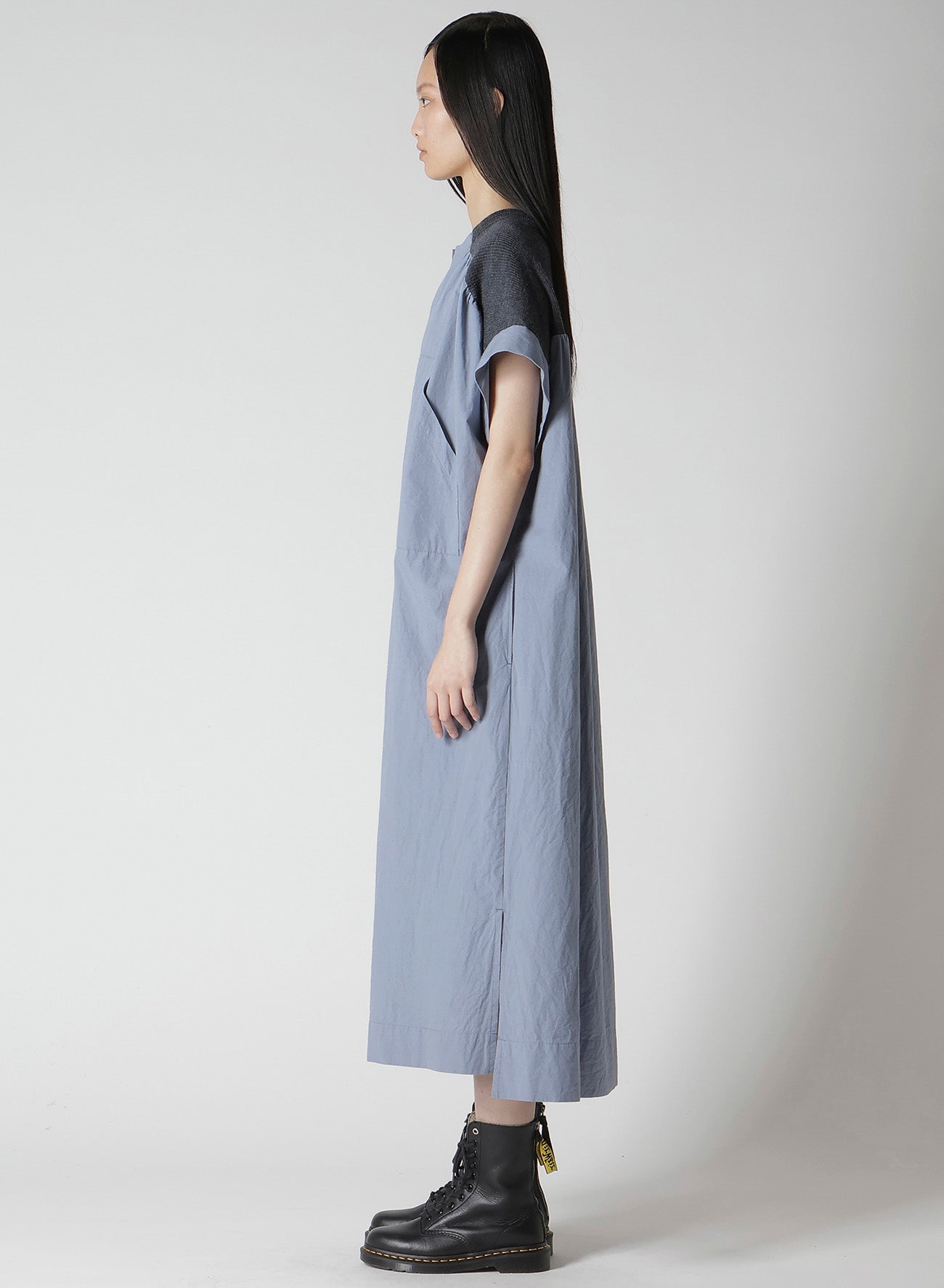 COTTON/LINEN RIB FLY OPEN DRESS