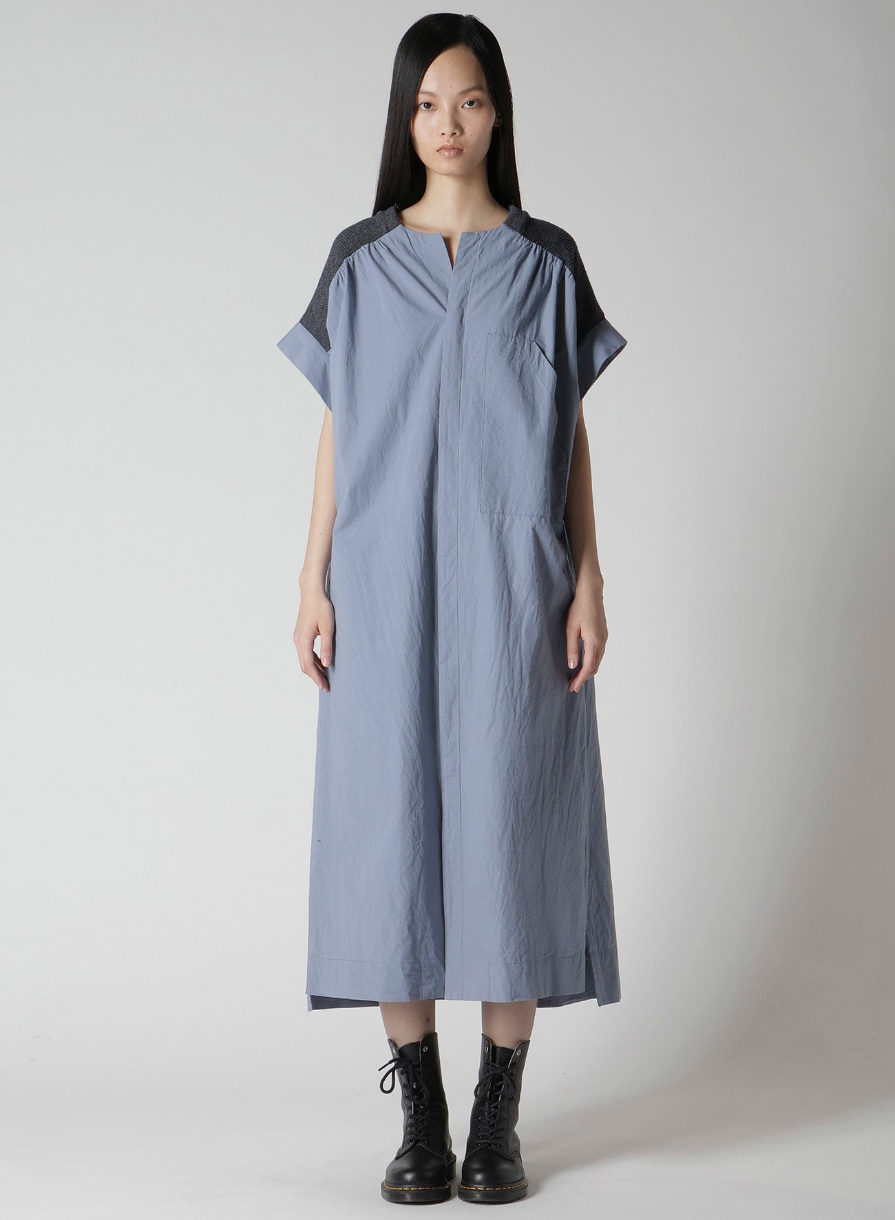 COTTON/LINEN RIB FLY OPEN DRESS