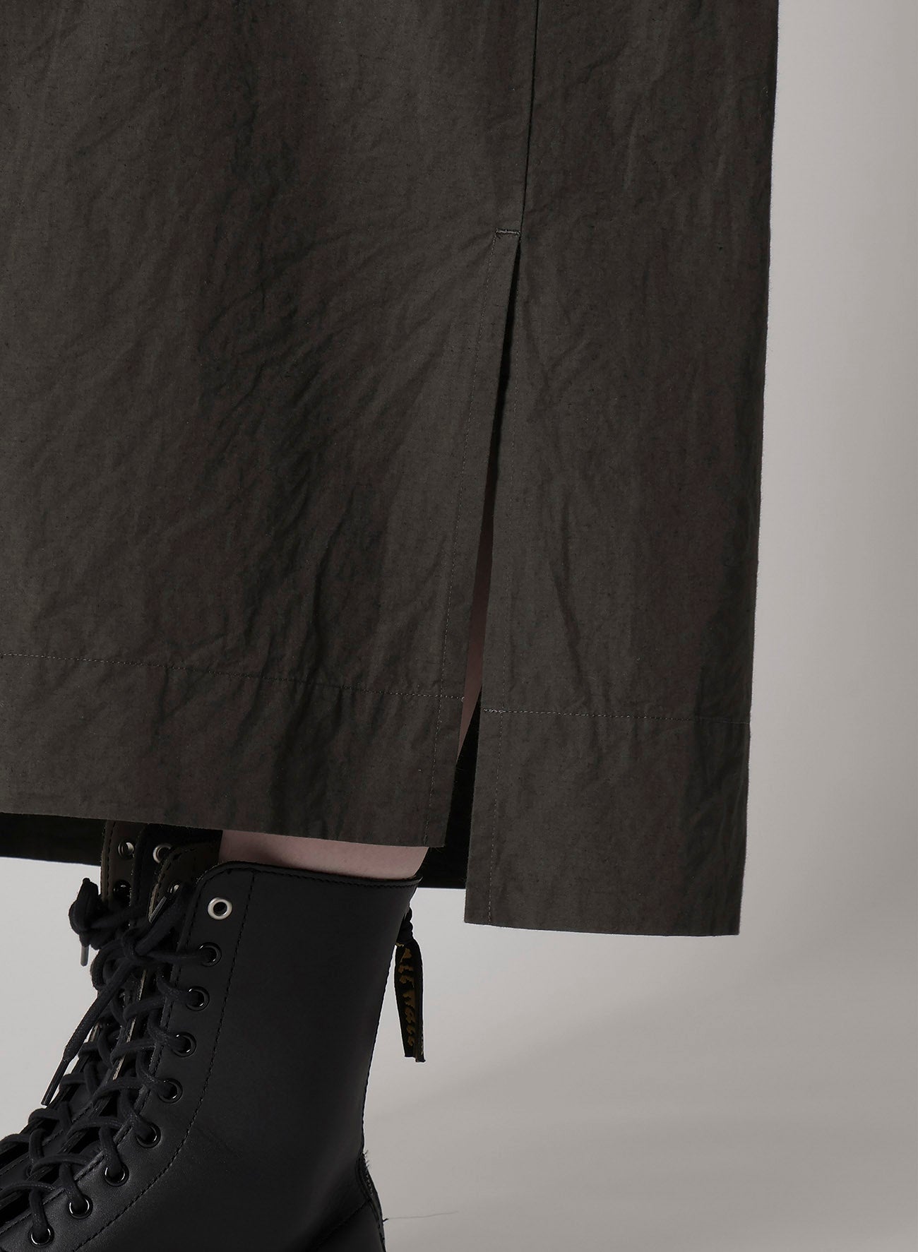 COTTON/LINEN RIB FLY OPEN DRESS