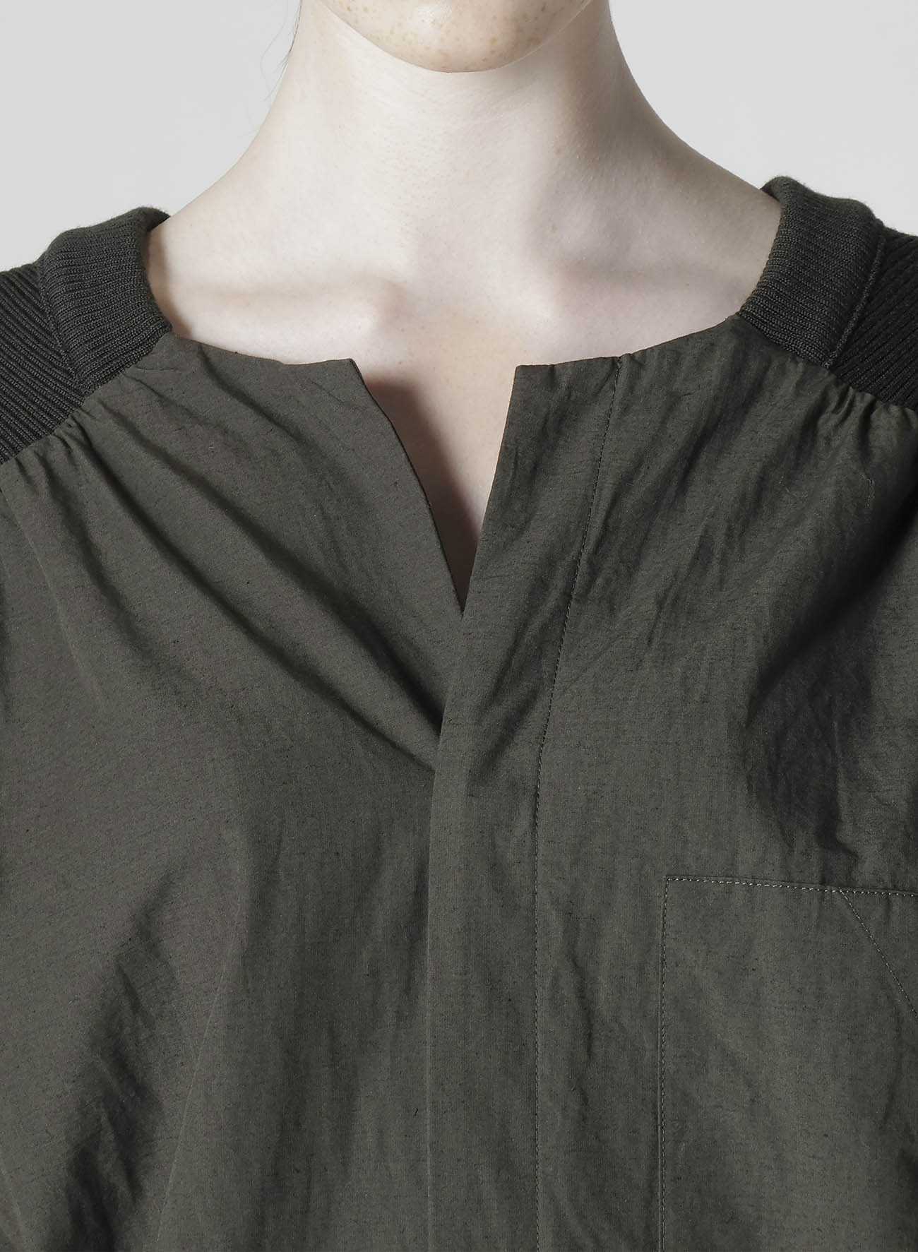 COTTON/LINEN RIB FLY OPEN DRESS