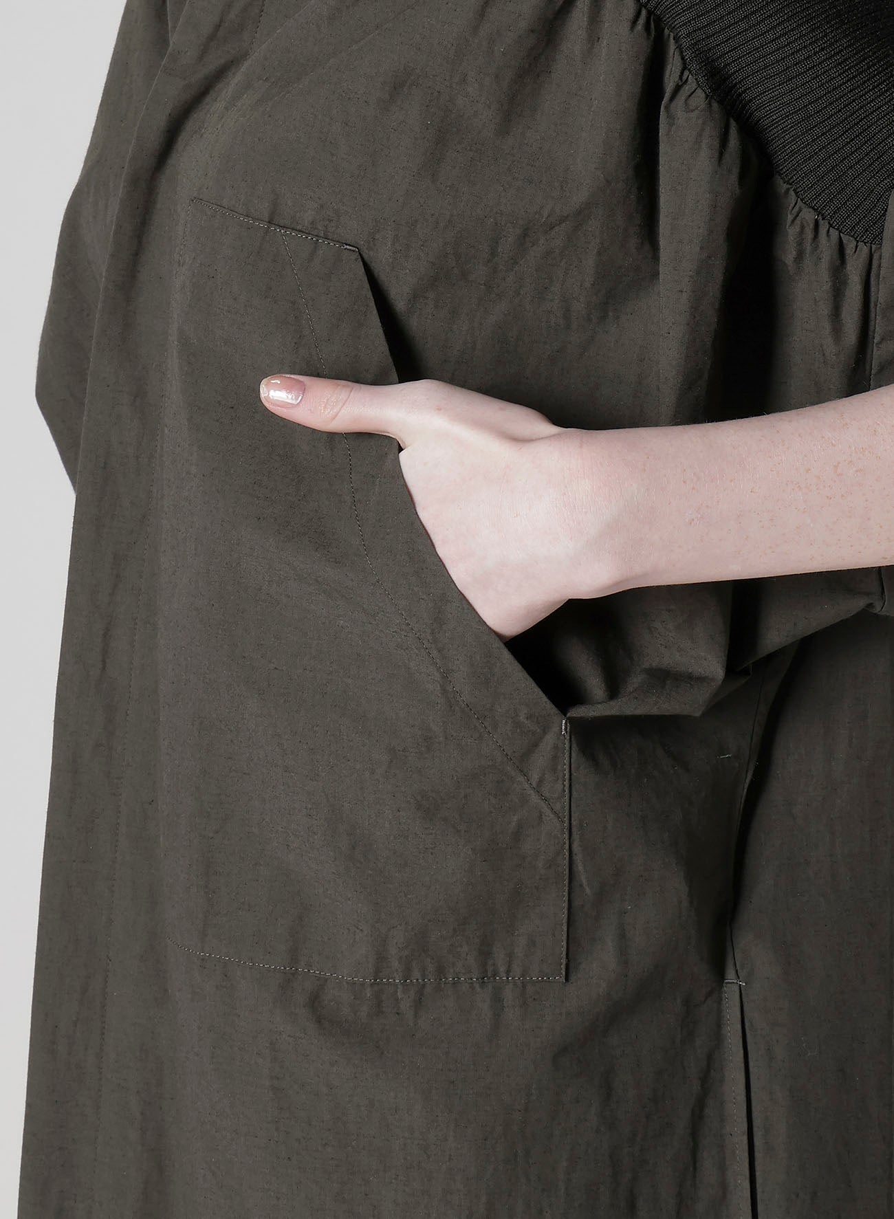 COTTON/LINEN RIB FLY OPEN DRESS