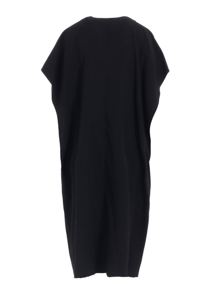 WOOL GABARDINE FLARE SLEEVE FRONT OPEN DRESS