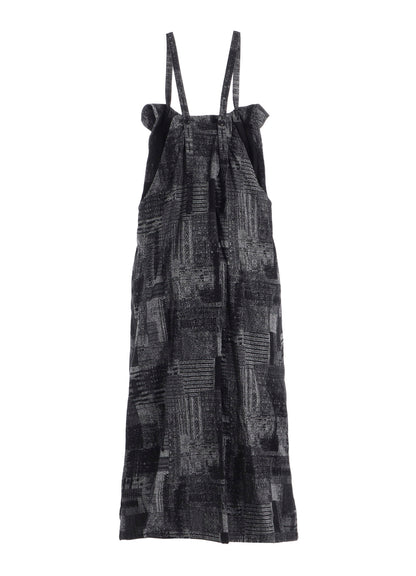 PATCHWORK JACQUARD FRONT GATHER DRESS