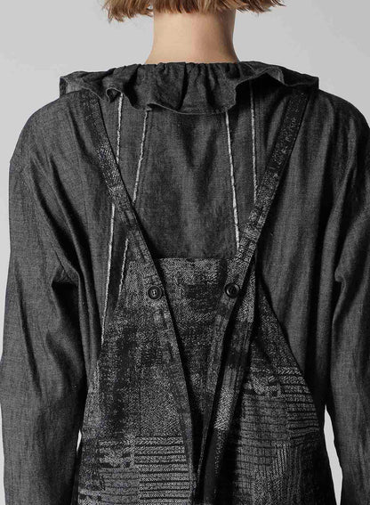 PATCHWORK JACQUARD FRONT GATHER DRESS