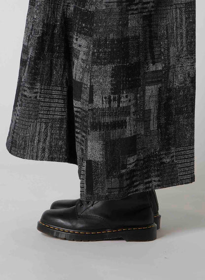 PATCHWORK JACQUARD FRONT GATHER DRESS