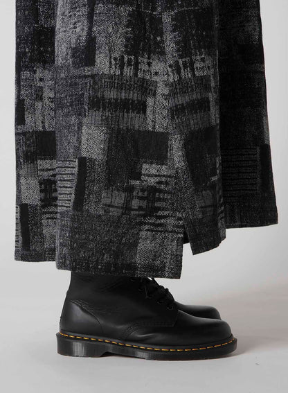 PATCHWORK JACQUARD FRONT GATHER DRESS