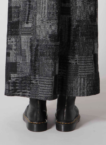 PATCHWORK JACQUARD FRONT GATHER DRESS